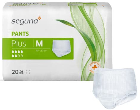 SEGUNA Pants Plus, Inkontinenz Pants, Windelhosen für Erwachsene, Frauen, Männer, Inkontinenzhosen bei Blasenschwäche (M (Beutel 20 Stück))