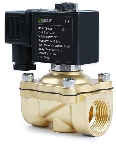 U.S. Solid Elettrovalvola in ottone G 3/4 24 V DC normalmente chiusa 10 bar - Valvola acqua elettrica per acqua, aria, diesel, cherosene, benzina