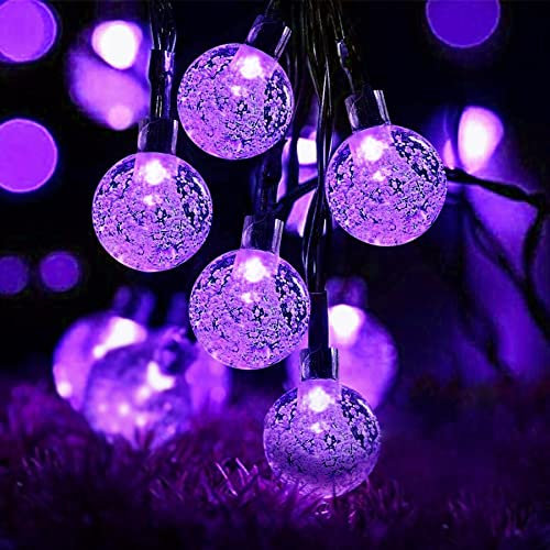 Lezonic Solar String Lights Outdoor, 50LED 7M/23Ft Solar Fairy Lights, 8 Modes Garden Lights Waterproof for Home Garden Patio Yard Porch Wedding Party Decorations(Purple)