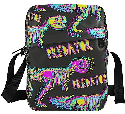 Bright Dino Kleine Umhängetasche für Damen, Seitentaschen, Mädchen, Faden, Geldbörse, Crossbody-Tasche, Bright Dino