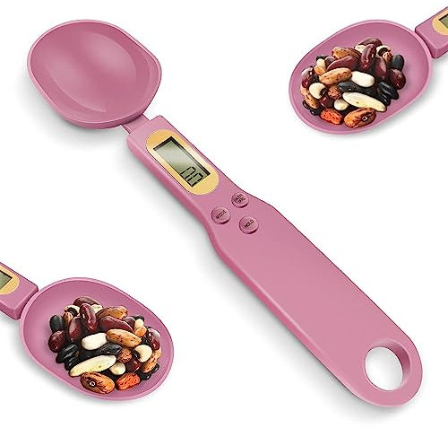 Digitale Löffelwaage, digitale Küchenwaage, 500 g/0.1 g, Messlöffel, Lebensmittelwaage, digital, Multifunktion mit genauem LCD-Display für die Dosierung von Kaffeebohnen, Gewürzen, Gewürzen (Rosa)