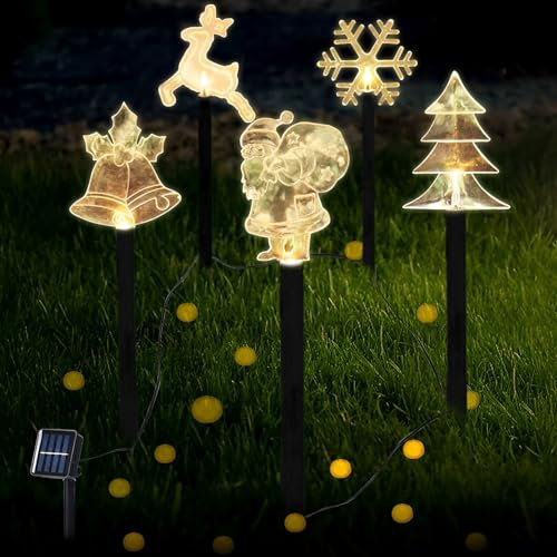 TaimeiMao 5 Stück Acryl Weihnachtsbeleuchtung Außen Batterie,Led Weihnachtsbeleuchtung,Außenbeleuchtung Weihnachten, Weihnachtsdeko Aussen für Garten,Terrasse (5 Kombination)