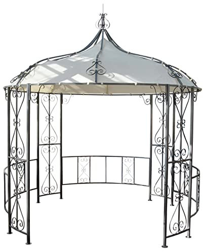 Décoshop26 Pergola pavillon Arche de Jardin Rond tonnelle chapiteau Tente de réception Cadre en Acier Robuste Ø 3m crème 04_0004059
