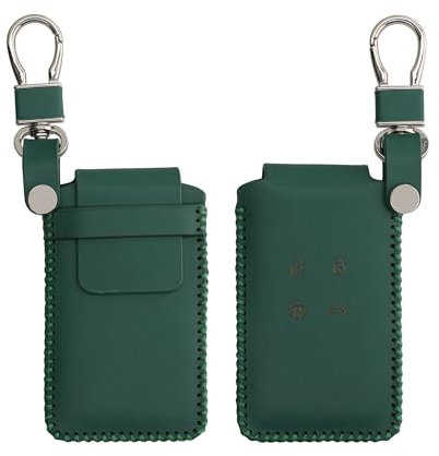 kwmobile Accessoire Clef de Voiture Compatible avec Renault Smart Key 4-Bouton (Keyless Go Uniquement) Coque - Coque clé de Voiture en Cuir véritable avec Porte-clés - Vert foncé
