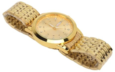 Jauarta-Armbanduhr Herren, Quarz, Tag und Datum, Wasserdicht, Lässig, Luxuriös, Leuchtend, Modische Kleideruhr mit Legierungsarmband Unternehmen (Gold)