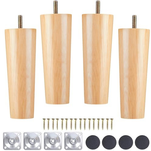 Ianulus Sofa Füße aus Holz, 4 Stück Möbelfüße aus Holz, Ersatzbeine für Möbel, Sofa, Holzfüße für Sessel, Liegesessel, Couchtisch, Sideboard (12 cm, abgerundet)