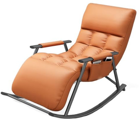 LILLIE Sessel Wohnzimmer,schwingsessel,Sessel Schlafzimmer,lesesessel,schaukelstühle,Relaxsessel mit Armlehne,für Schlafzimmer, Wohnzimmer, Balkon,gepolstert, Metallgestell,orange Farbe (Color : Oran
