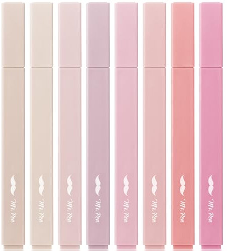 Mr. Pen- Aesthetic Highlighters, 8 pcs, Chisel Tip, Vintage Colors, No Bleed Bible Highlighter Pastel, Highlighters Assorted Colors, Pastel Highlighter Set, Cute Highlighters
