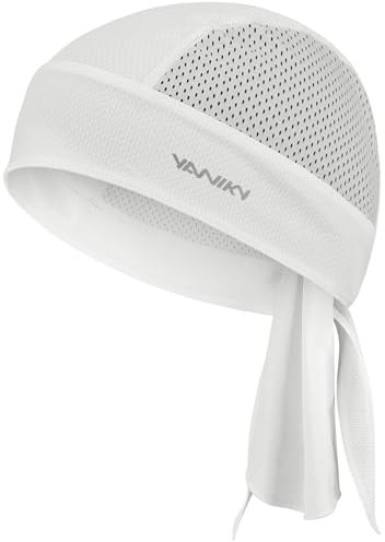 YANIKY Sports Bandana - Atmungsaktiv Kopftuch Herren - Bandana Cap Damen Durag Laufmütze Turban Herren Sommer Fahrradmütze Kopftuch für Radfahren Reisen Laufen Fitness (Weiß)