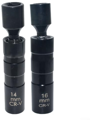 Gbtdoface Rohr-Steckschlüssel, 14 mm Steckschlüssel, 3/8-Zoll-Antrieb, 14 mm, 16 mm, Steckschlüssel, Auto-Universalgelenk, Schwarz, 2 Stück