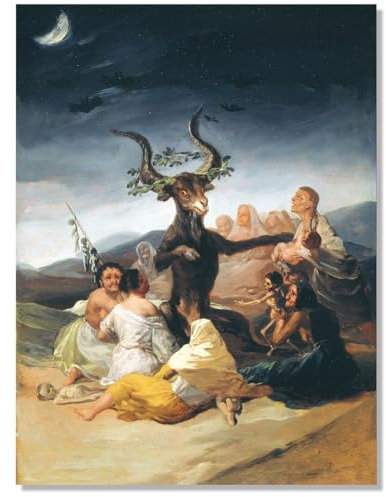 Francisco De Goya Wandkunstdrucke – Hexensabbat-Gemälde-Poster – schwarzes Sabbat-Poster – Kunstdruck-Reproduktion auf Leinwand, coole Dekoration für Schlafzimmer, Wohnzimmer, ungerahmt (Hexensabbat,