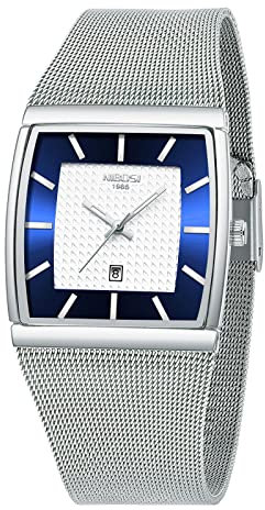 NIBOSI Herren Armbanduhr Herrenuhren luxuriös militärisch wasserdicht Quarz analog quadratisch Armbanduhr für Männer mit Edelstahl Mesh Armband Datumskalender