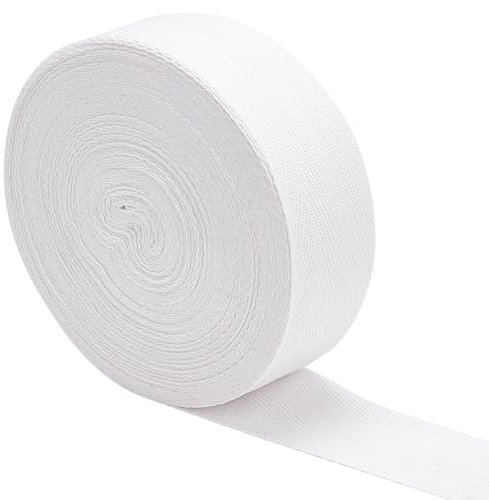 FINGERINSPIRE 20 m Baumwoll Twillband Mit Fischgrätenmuster 40 mm Breites Weißes Twillband Fischgrätenband Zum Nähen Basteln Gurtband Bindeband Für DIY Kleidungszubehör