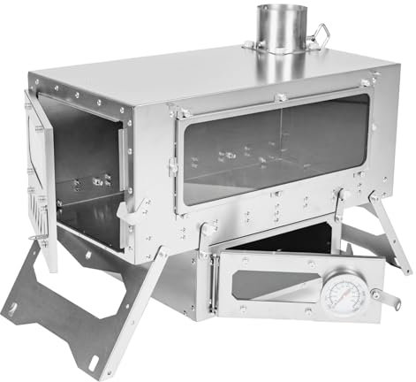 TrekRevive Magma Titanium Hot Tent Stove with Oven, Lightweight and Portable, Removable Oven, Tent Wood Stove for Backpacking, Tent Heating, Cooking, Fishing, Baking