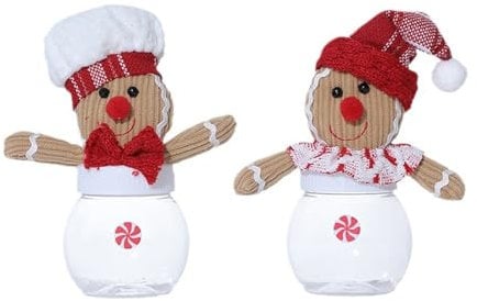 BLESOUYI Christmas Candy Jars Gingerbread Men Jars Decorative Jars for Candies and Cookies 2 Set Xmas Jars for Winter Holiday Parties Art Decoration Gift for Kids