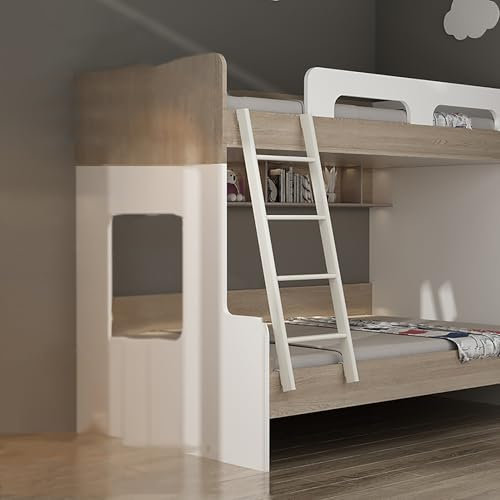XRRJFYH Anlegeleiter 4 Sprossen Metall Hochbettleiter Weiß Hochbett Leiter Zum Einhängen Ladder für Etagenbett(140cm/55in)
