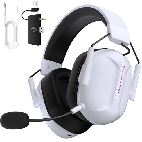 Gvyugke Gaming Headset mit Mikrofon für PS5/PS4/Xbox Series X|S, 2,4 GHz Wireless Headset 60H+ Akkulaufzeit, Gaming Kopfhörer mit Geräuschunterdrückung für PC/Switch/Mac, Bluetooth 5.2, RGB Lights