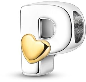 KUNSIR Charm Anhänger Damen Buchstabe P für Armband 925 Sterling Silber Charms Beads passend für Pandora Armband und Halskette, Kompatibel mit Europäischen Armbänder für Frauen Mädchen