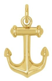 Amor Motivanhänger 925 Sterling Silber Damen Anhänger, 1,8 cm, Gold, Anker, Kommt in Schmuck Geschenk Box, 2039043