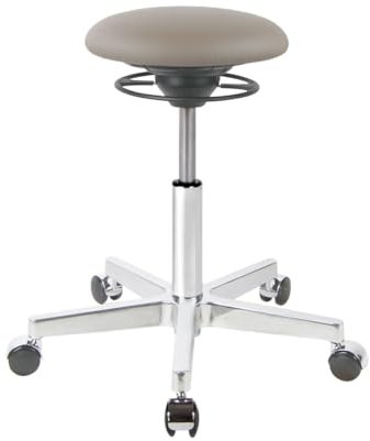 BALIMO ROLL - Bürohocker - ergonomischer Sitzhocker - Rücken-Trainer - Bewegungshocker - Bewegungsstuhl - Hocker mit frei beweglicher Sitzfläche - Gestell Berlin Chrome (Kunstleder Taupe)