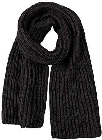 Pesaat Women Long Scarf Winter Men Knit Scarves Fashion Ladies Scarf Warm Shawl Warps Solid Chunky Cable Knitted Scarf for Women Mens (Black)