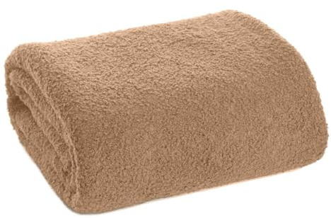 Wohndecke Bouclé, Kuscheldecke, Schaffpelz Imitation, Flauschige Kniedecke, Weiche Kuscheldecke, Überwurf, Warme TV-Decke, Sofadecke, Kissenbezüge, Sesselschoner, (Beige, 200x220 cm)