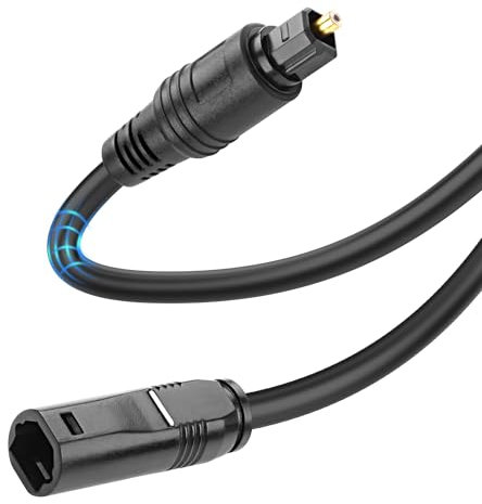 MEIRIYFA Cable alargador de audio óptico, 1,5 m, Toslink Digital Optical Audio Cable macho a hembra Cable de fibra óptica para cine en casa, barra de sonido TV Amplificador (Negro)