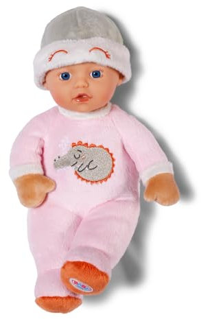 BABY born for Babies Sleepy Rose - weiche 30 cm Puppe - Mit rosa Körper & integrierter Rassel - Stoffpuppe inkl. festem Mützchen - Geeignet für Neugeborene