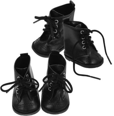BESTonZON 2 Paar Mädchen-Puppenstiefel Puppen Schuhe PU-Schuhe Puppenhaus-Puppenschuhe Puppenoutfit-Zubehör Stiefel Spielzeug Puppe Modeschuhe Puppe PU-Lederschuhe Schuhe für Puppen Black
