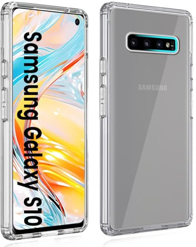 HuwaiH Handyhülle für Samsung Galaxy S10 Hülle, Anti-Rutsch Stoßfest Haltbarkeit Schutzhülle, Anti-Fingerabdruck Kratzfest, Transparent Nicht Vergilbend Weich TPU Soft Case, Passgenau für S10