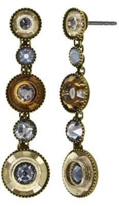 Konplott: pendelnde Ohrstecker Donutissima, lange einreihige Glasdrop-Kristall-Ohrstecker, für Damen/Frauen (braun-grau)