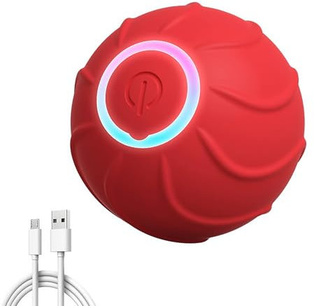 Magic Ball Hund, Interaktiver Spielball für Hunde, Magic Ball für Hunde, Smart Hundeball Elektrisch, 2 Interaktiven Modi, Wiederaufladbar Über USB, für Welpen, Klein und Mittel (Rot)