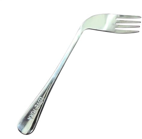 Ellbogengabel für Alter – gebogener Löffel und Gabel, anpassungsfähige Selff-Stromversorgung | Schräg-Design für eine einfache Fütterung, Griff ohne Rutschen, ideal für Han