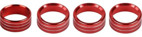DKPMWD Auto Interieur 4PCS Für Jeep Für Wrangler JL JLU Für Gladiator JT 2018-2024 + Klimaanlage Scheinwerfer Mittelkonsolen Schalter Knopf Abdeckung Trim Auto Innenraum(Rot)