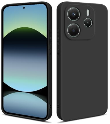 HSP Hülle für Xiaomi Redmi Note 14 5G, Silikon Handyhülle, Case, Schwarz | Kameraschutz, matt, passgenaue Aussparungen, erhöhte Ränder, Handy Schutzhülle, Silikonhülle, Phone Cover, Silicone