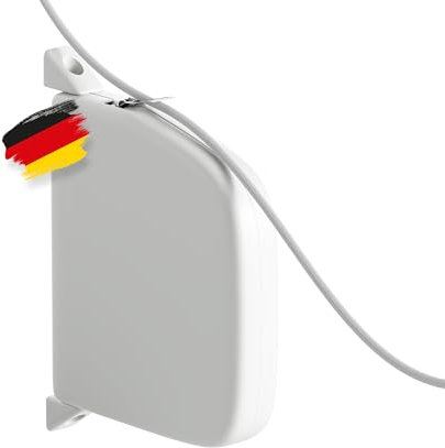 BAUHELD® Enrouleur de cordon - Fabriqué en Allemagne - Mini enrouleur de volet roulant avec enfilage automatique - Enrouleur pour store roulant de 5 m - Orientable à 180 ° - Espacement des trous : 153