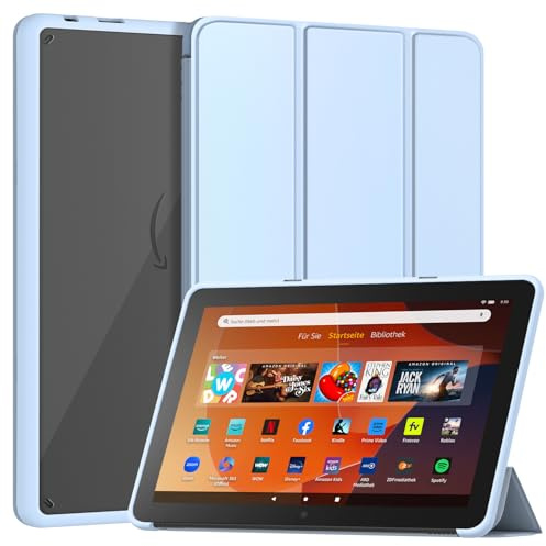 PU Case for 10.1 Tablets,Not Fit Sony Onn 10.1 inch Tablets,Mansiruyi Slim Light Trifold Stand Case with Auto Sleep/Wake -Light Blue