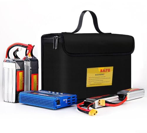 Flammhemmende Tasche zum Laden und Aufbewahren von Lithium-Ionen-Batterien für Fernbedienungen, erhöht die Sicherheit beim Batteriemanagement (26 x 18 x 13 cm)