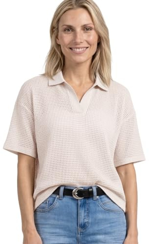 Street One Damen 2-in-1 Mesh-Poloshirt mit Kurzarm