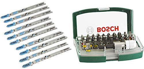 Bosch Professional Stichsägeblatt-Set 10tlg. (Metall) & 32tlg. Schrauberbit-Set mit Farbcodierung