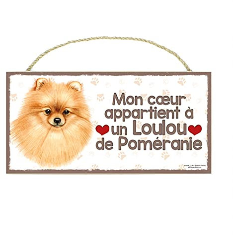 LOULOU DE POMERANIE (39) Affiche Decoration Murale. Panneau Bois. Inscription avec votre animal préféré. Panneau Decoratif en Bois pour votre maison. Pancarte avec un chien.