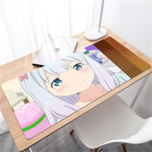Großes Gaming-Mauspad-Pad800x300x4mm Mit weicher Naturkautschuknaht, geeignet für Spieltischuntersetzer im Büro Girl On Blue Bed