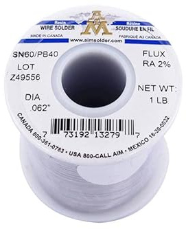 AIM Solder 60-40 Tin Lead Rosin Core Solder Wire for Electrical Soldering 0.062inch, 1lb (1.5mm / 454g)