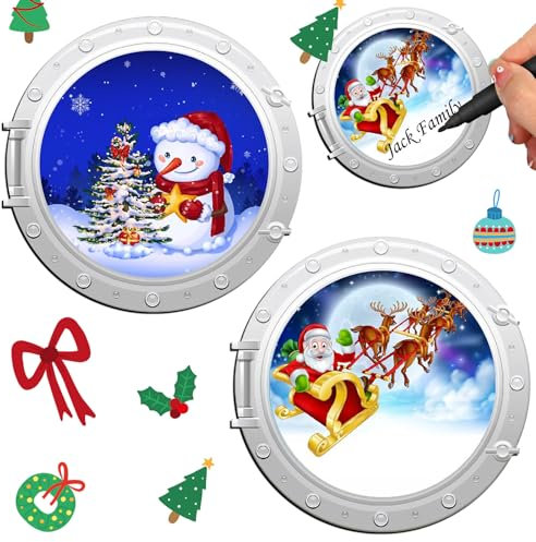 Copkim 2 Pcs Cruise Door Decorations Magnetic Bullauge Cruise Door Magnets Christmas Cruise Door Magnets Fridge Decor Essentials for Carnival Cruise Ship Cruise Accessories Stateroom Door Cabin Gift