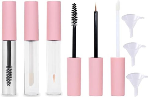 10ml Empty Mascara Tube and Wand Glass Amber 3pcs, Mascara Tubes Empty for Castor Oil, Empty Mascara and Eyeliner Tube, Plastic Mascara Bottles for Home and Travel