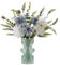 OCEST Kunstblumen mit Glasvase, Blaue Künstliche Blumen Draußen Deko, Echt Wie Stoffblumen Pflanzen, Blumenstrauß Arrangement für Balkon Wohnzimmer Küchen Zuhause Büro Schlafzimmer Tischdeko