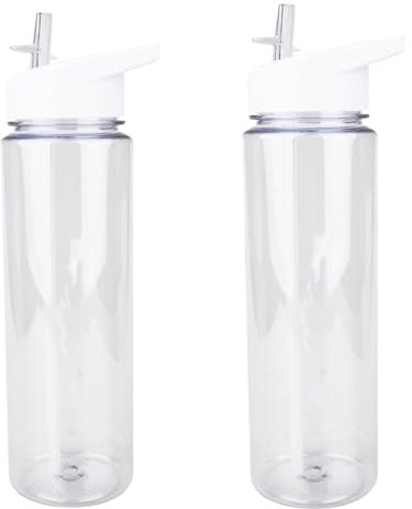 Bimhayuu Leak Proof Sports Water Bottles Clear Plastic Bottles 750ml Flip Up Lid Clear Water Bottle with Filter Flip-Top Lid for Gym School Yoga and Cycling (2 PCS White)