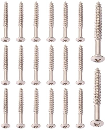RuiJOTWAT 20X Chrome Guitar Neck Plate Mounting Screws Neckplate For Fender Strat Tele American Standard/Deluxe Guitars Chrome