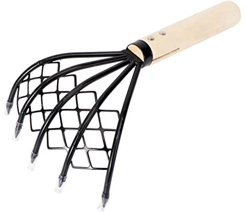 MERRYHAPY Rastrello Netto Rastrello Netto Rastrello Guscio Di Frutti Di Mare Timone a Mano Rastrello Da Spiaggia Per Capesante Rastrello Per Cozze Piccolo Rastrello Black Acciaio Carbonio