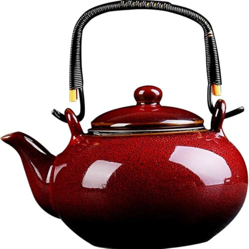 Ceramic Teapot for Boiling Hot Water Teaware Kiln Change Tea Maker Porcelain Tea Kettles for Tea Lovers Gift Camping, Unique Chinese Teapot for Adults/Tea Lovers/Women/Men